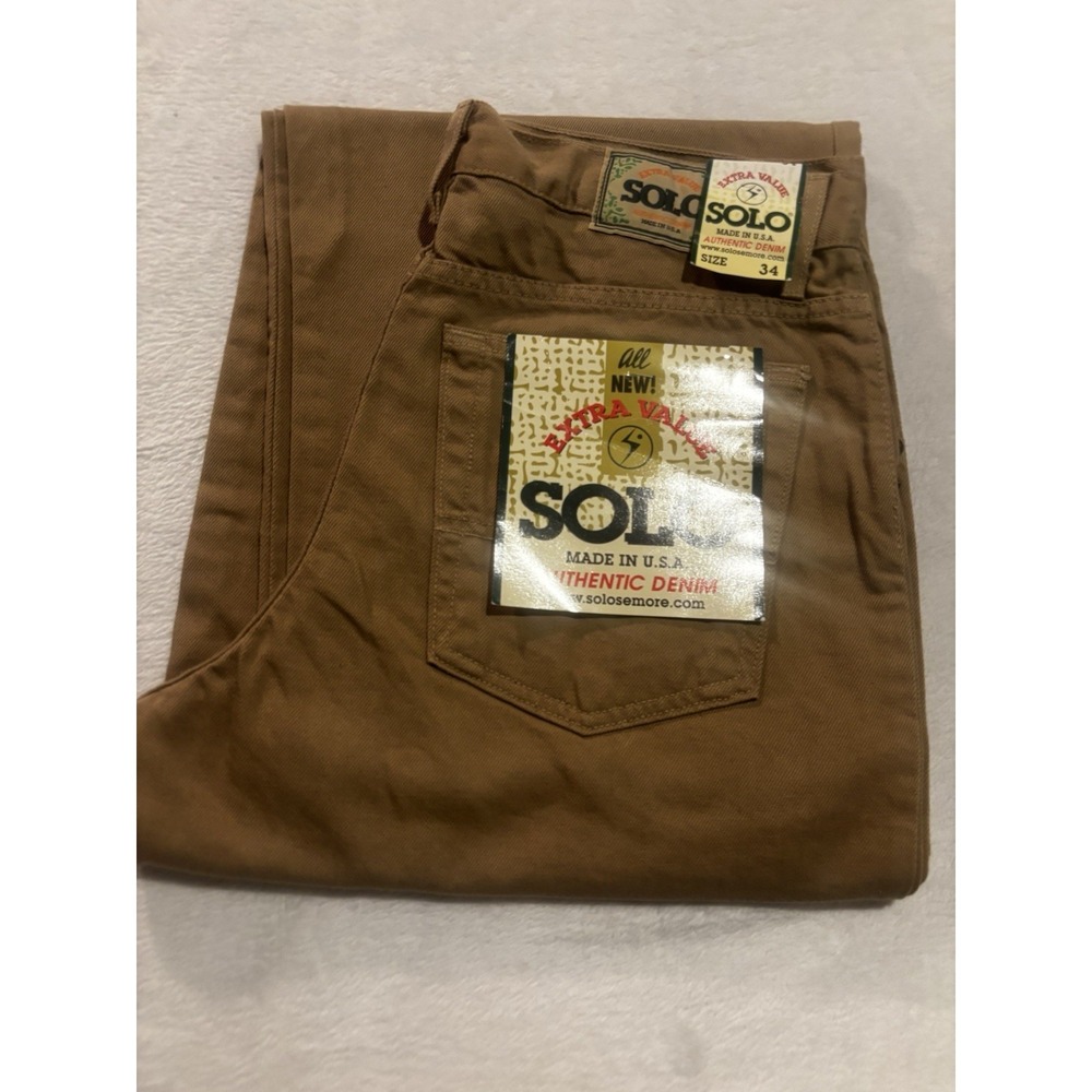 NEW Vintage 90s Solo‎ Semore Jeans Mens 34x32 Wide Baggy Skater Khaki Denim